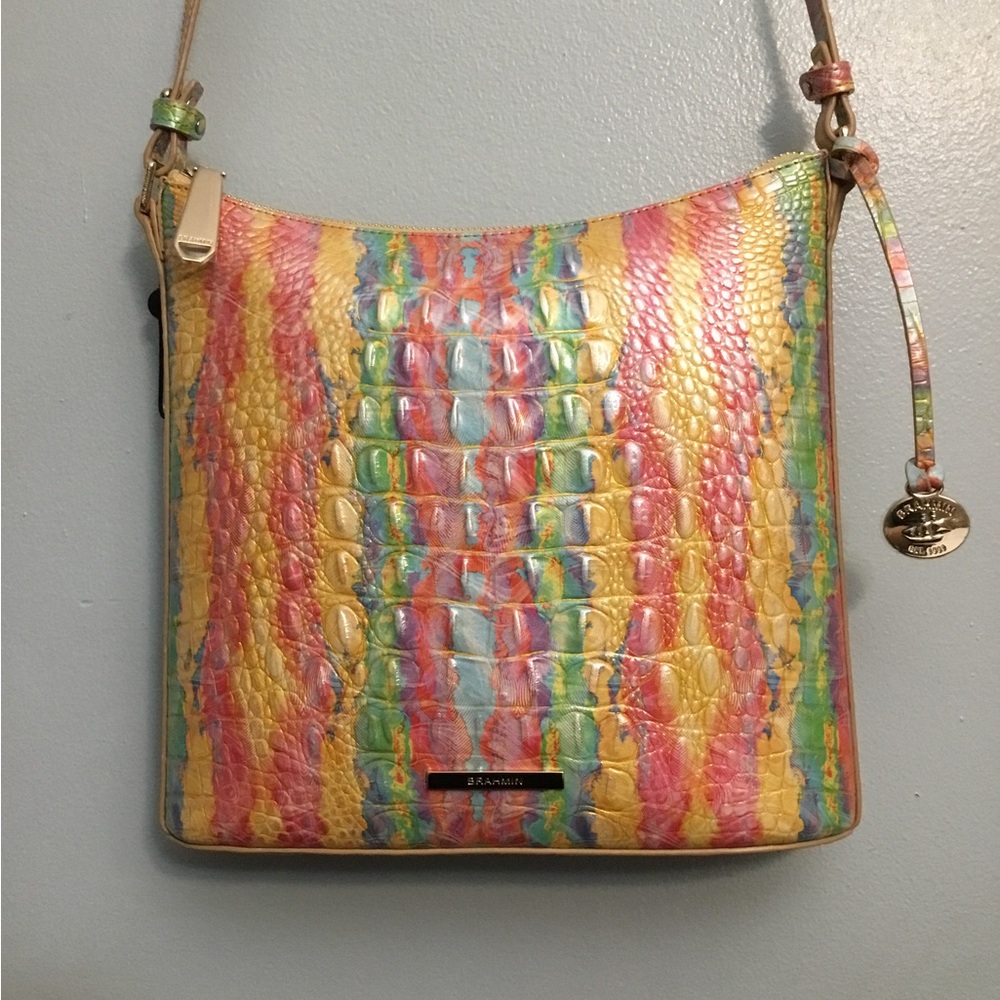 Brahmin Vibrant Shoulder Bag in Yellow, Pink, and Blue - Picture 4 of 16